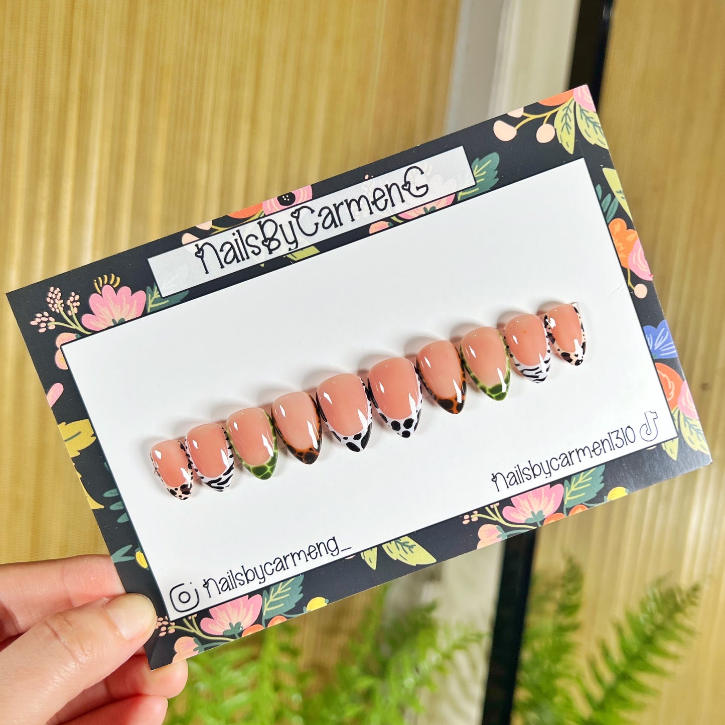animal print French tip Acrylic Press on nails