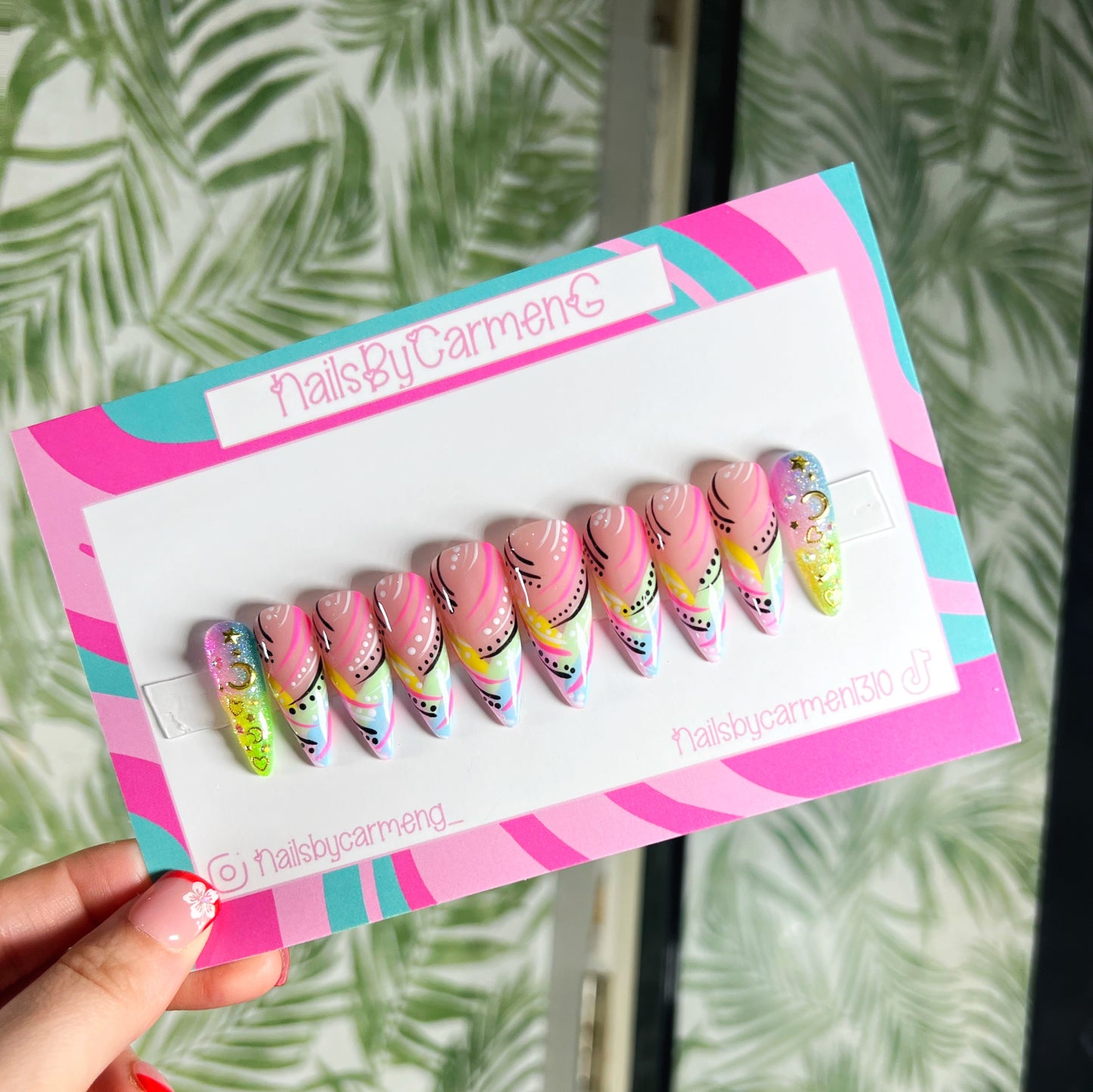 90’s neon Acrylic Press on nails