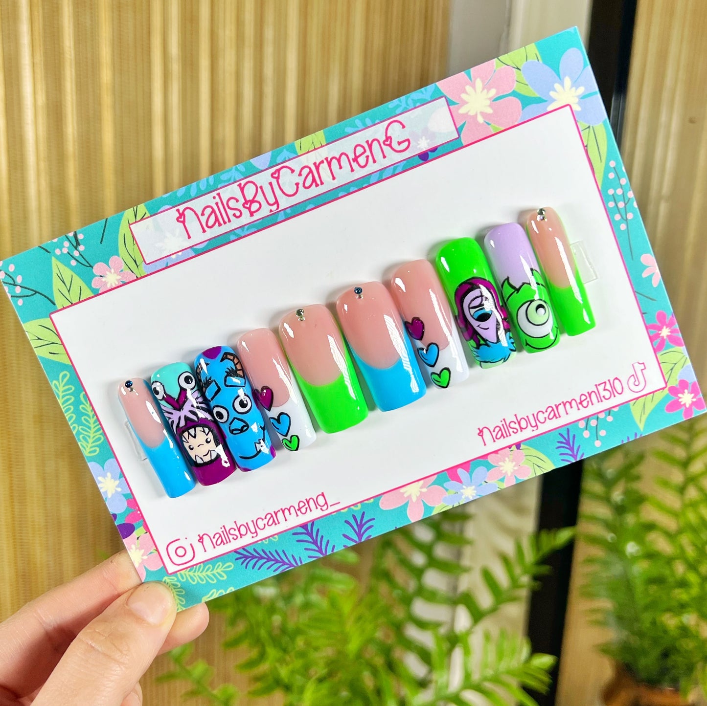 Glow in the dark Monsters inc Acrylic Press on nails