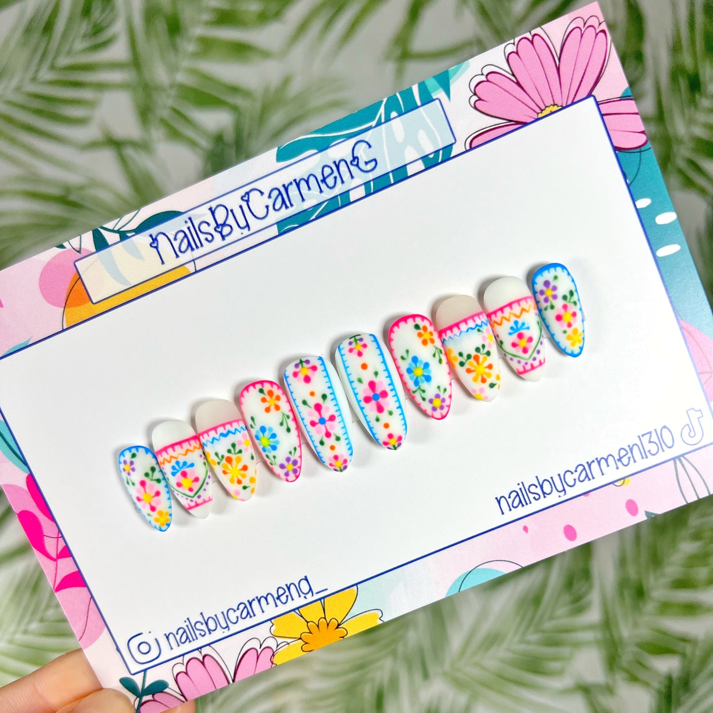 Colorful Spring Talavera Acrylic Press On Nails