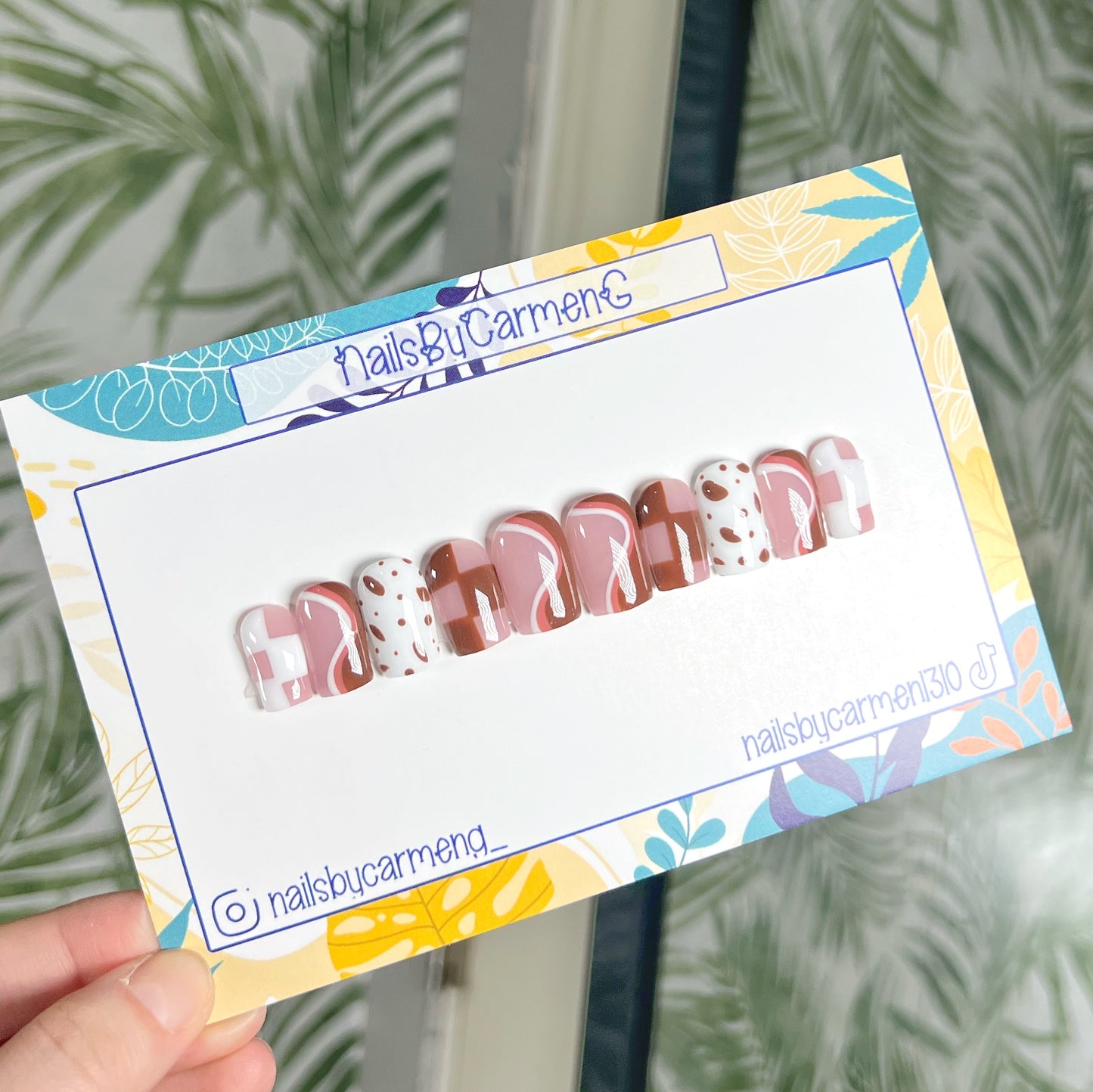 Brown mix and match Acrylic Press on nails