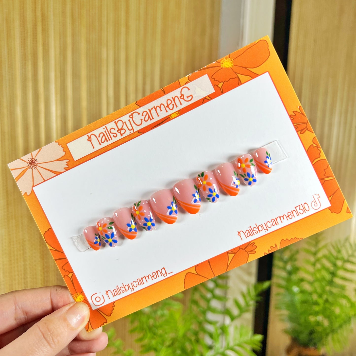 Fall florals French Tip Acrylic Press on nail