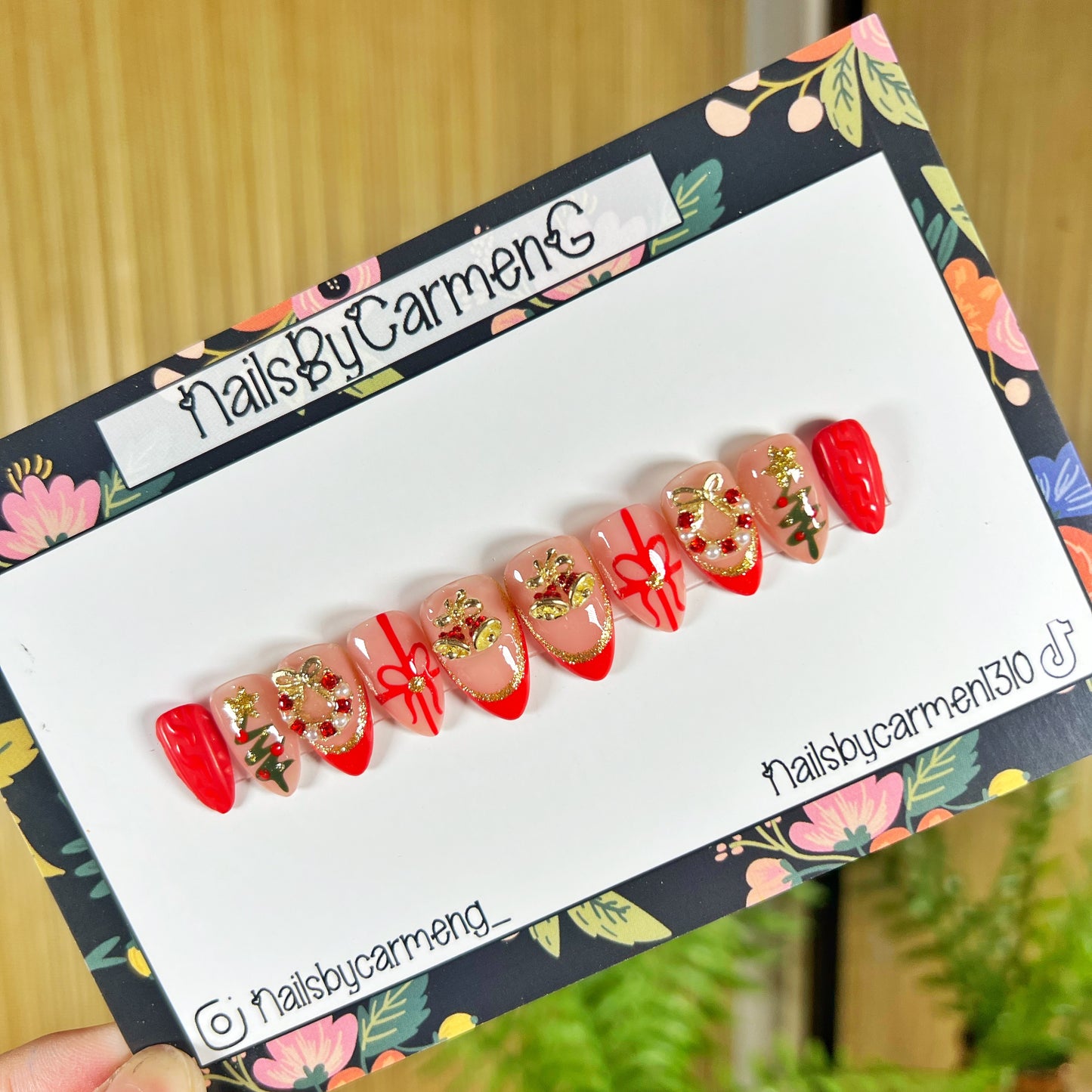Christmas bells and Christmas tree Acrylic Press on nails