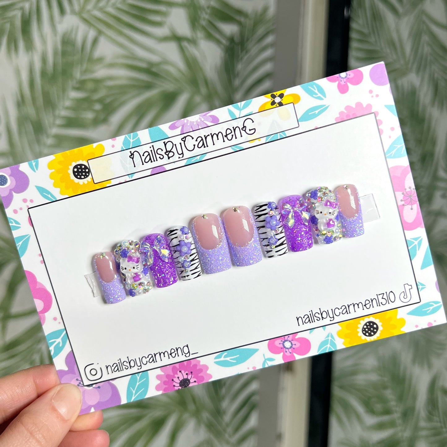 Purple charms Acrylic Press on nails