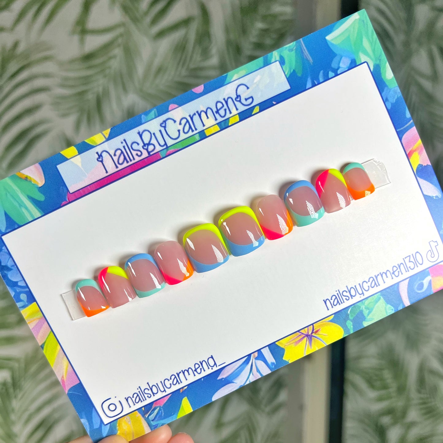 Colorful French Tip Acrylic Press on nails