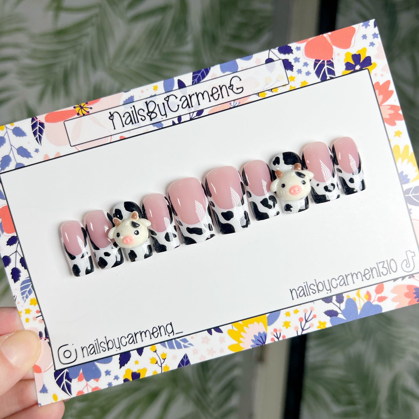 Cow print charms Acrylic Press on nail