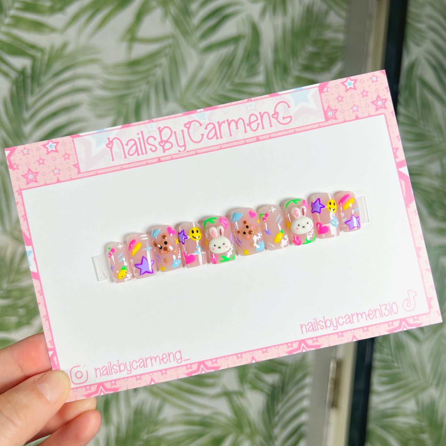 Teddy bear and bunnies mix match Acrylic Press on nails