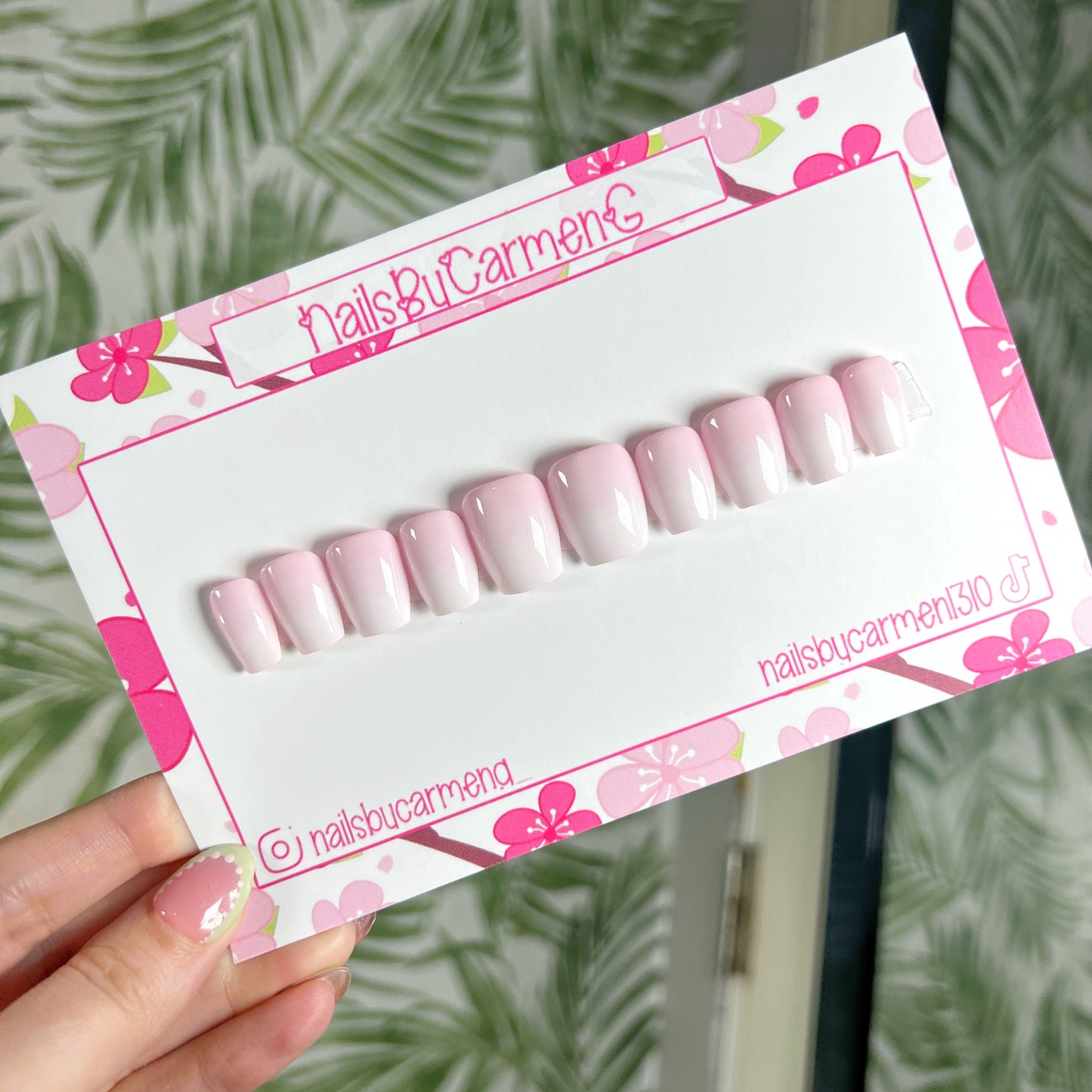 Pink and white ombré Acrylic Press on nails