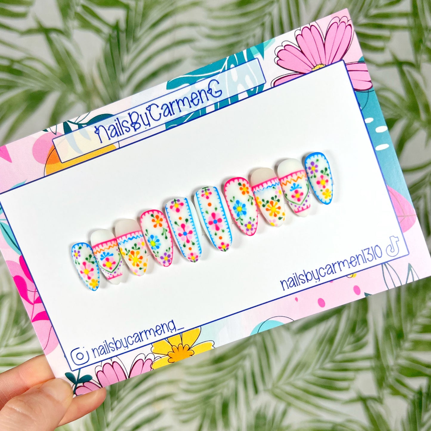 Colorful Spring Talavera Acrylic Press On Nails