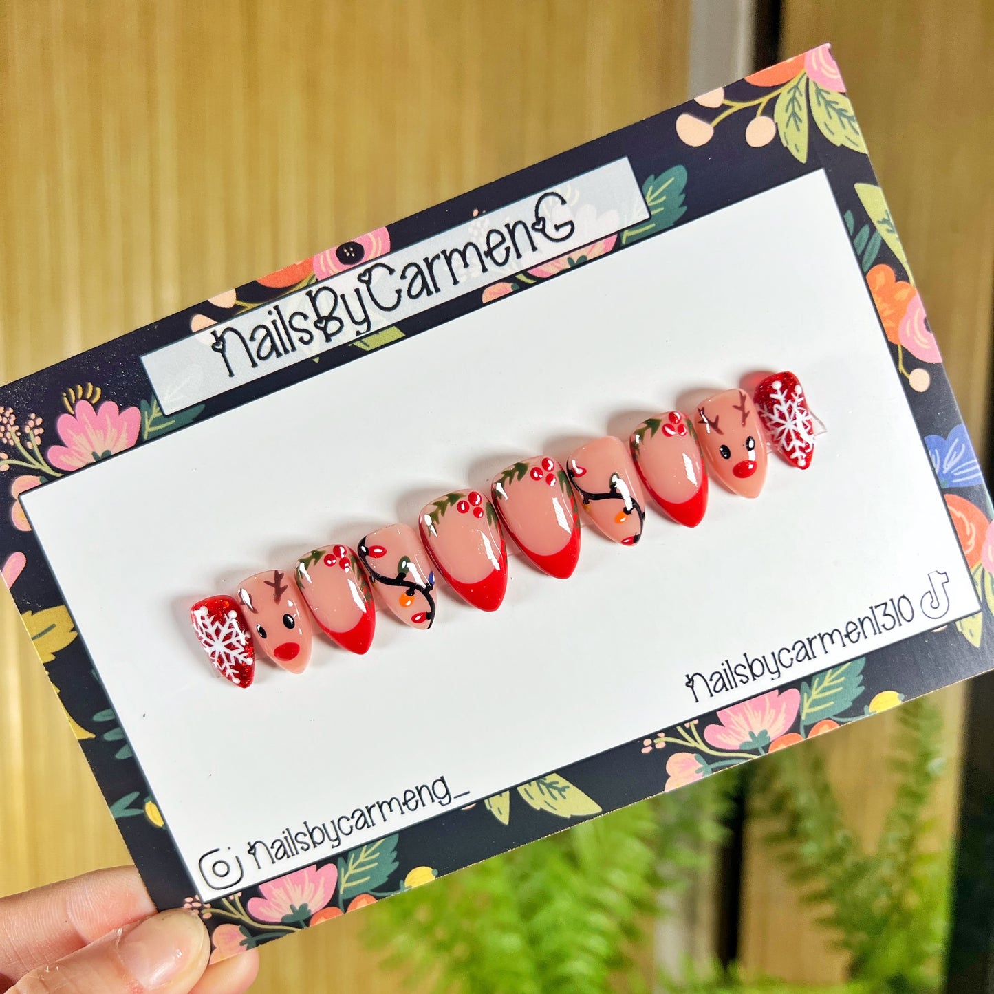 Reindeer Christmas Acrylic Press on nails