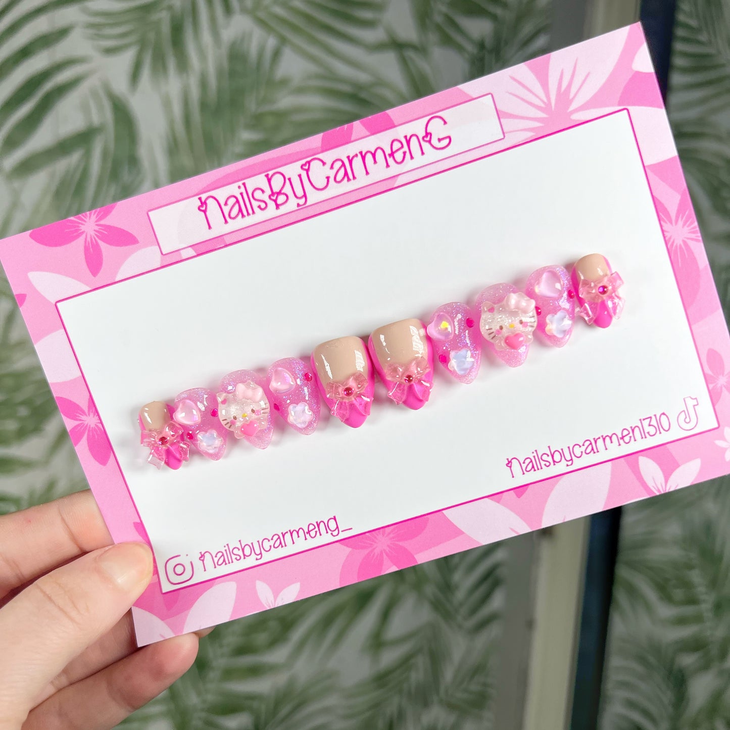 Pink charms Acrylic Press on nails