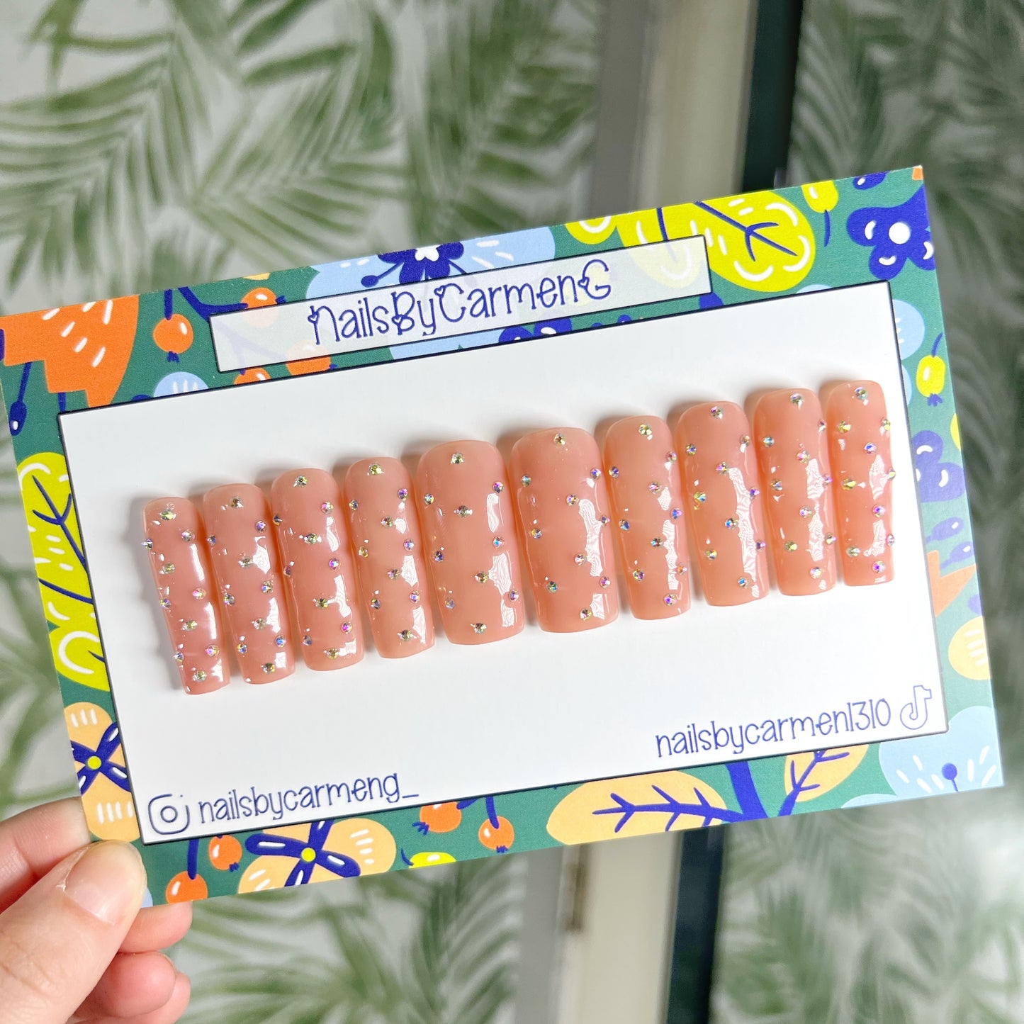 Glitz and glam Rhinestone Acrylic Press on nails
