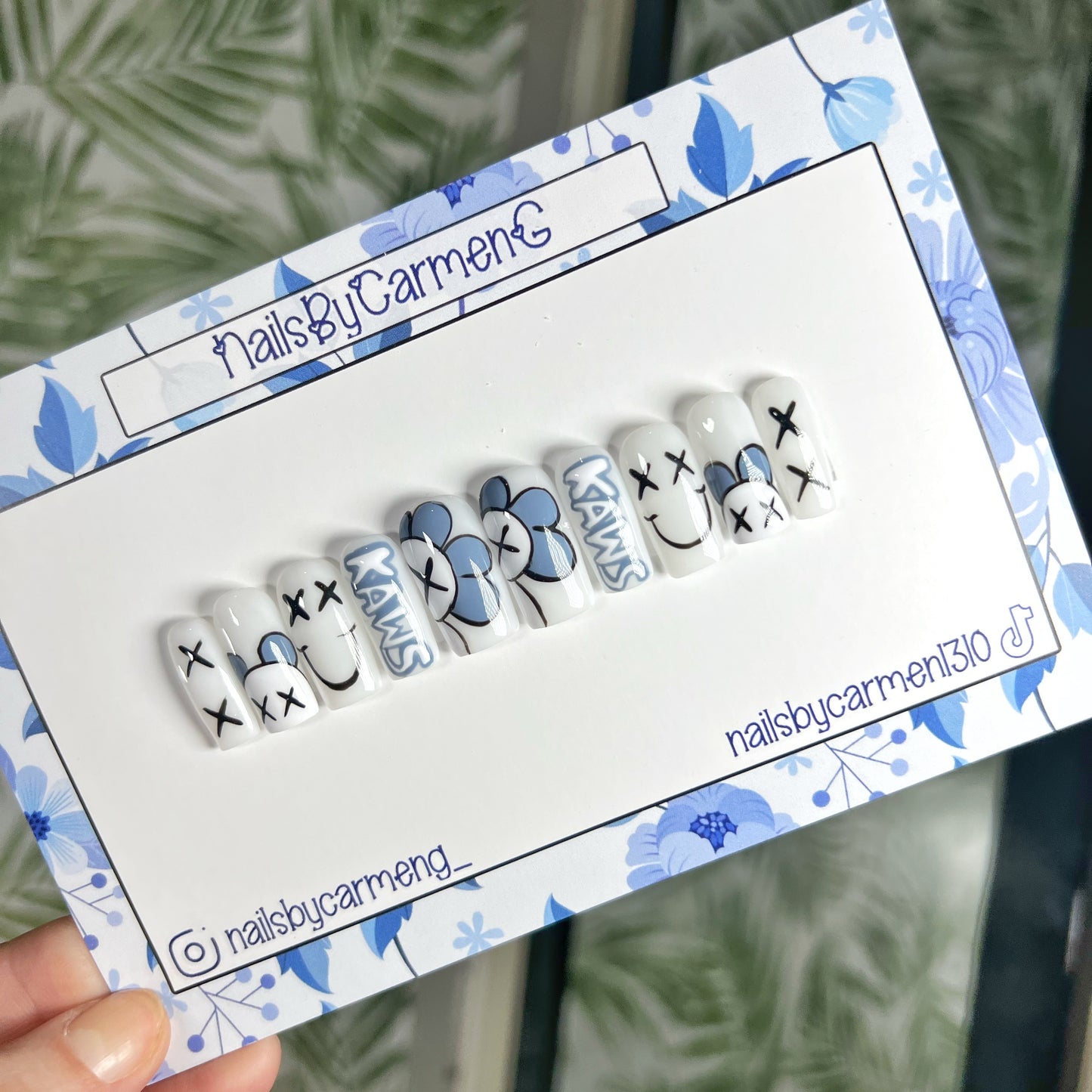 Grey Kaws Acrylic Press on nails