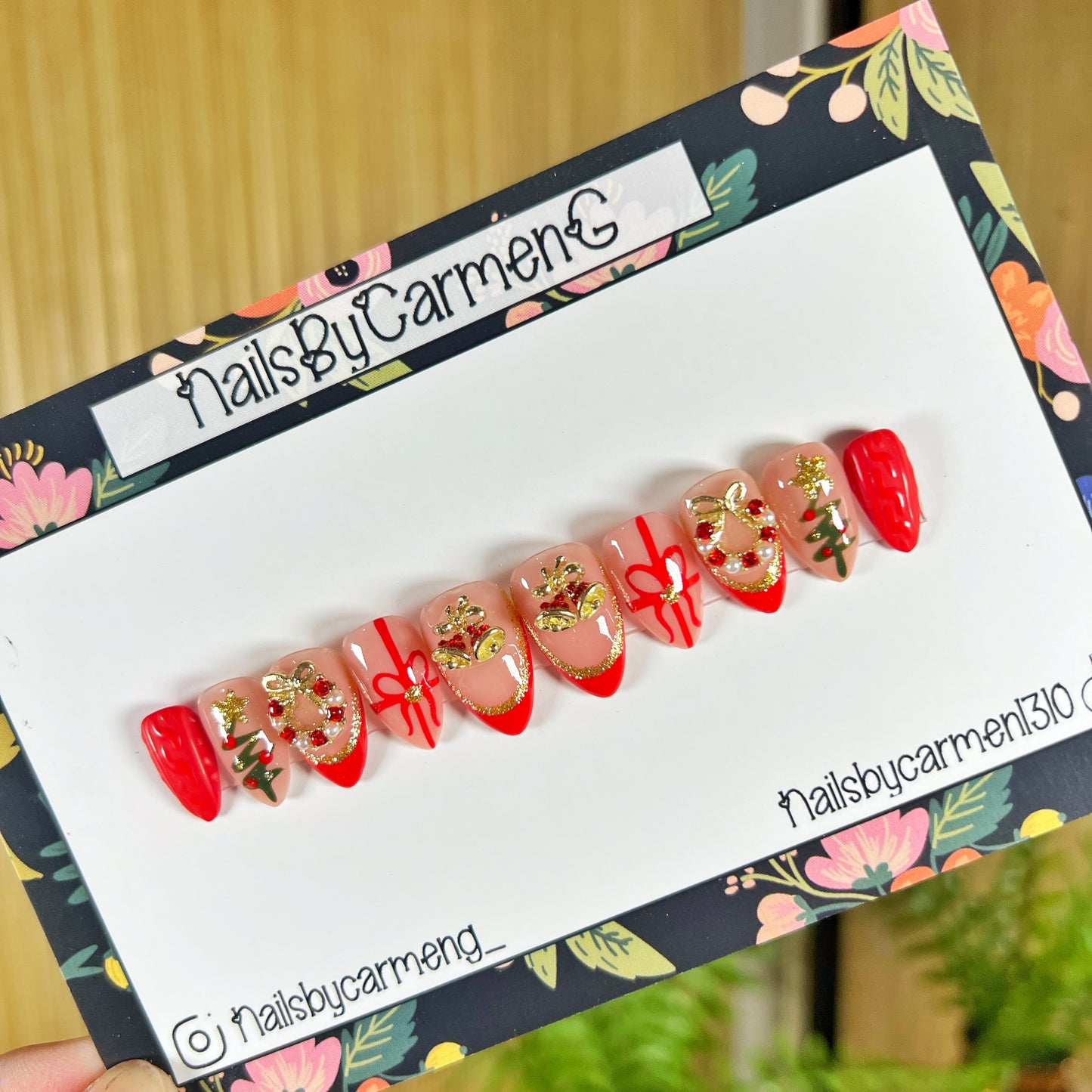Christmas bells and Christmas tree Acrylic Press on nails