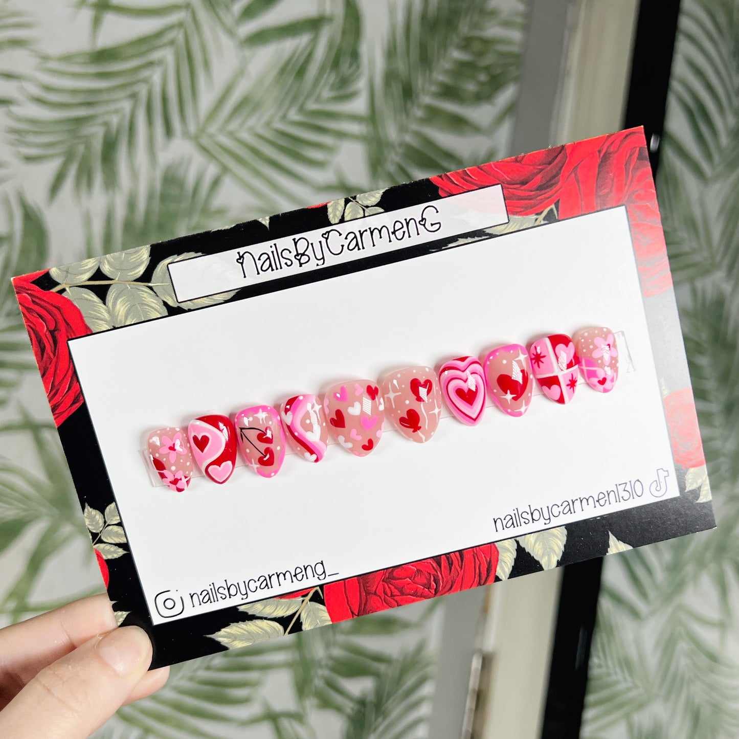 Heart cherrys Acrylic Press on nails