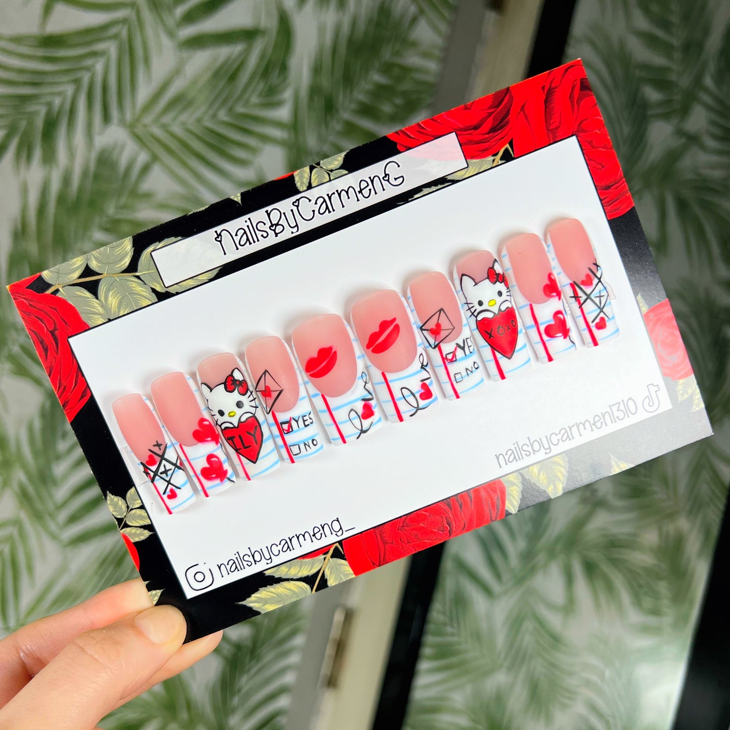 Hello Kitty Love French tip Acrylic Press on nails