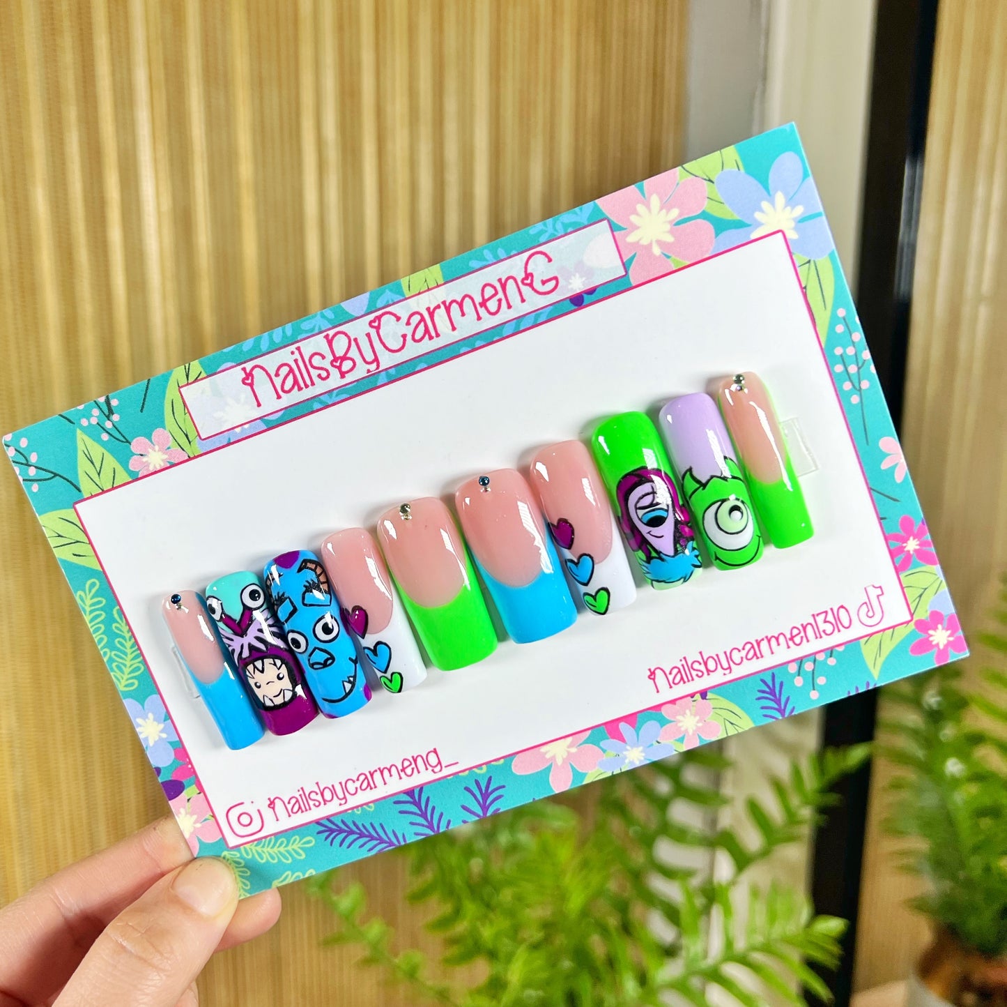Glow in the dark Monsters inc Acrylic Press on nails