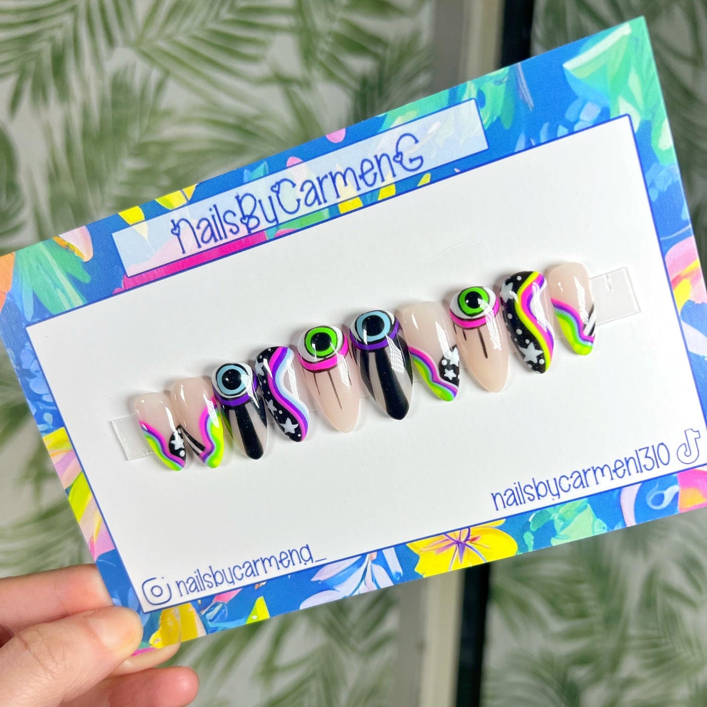 Trippy evil eye Acrylic Press on nails