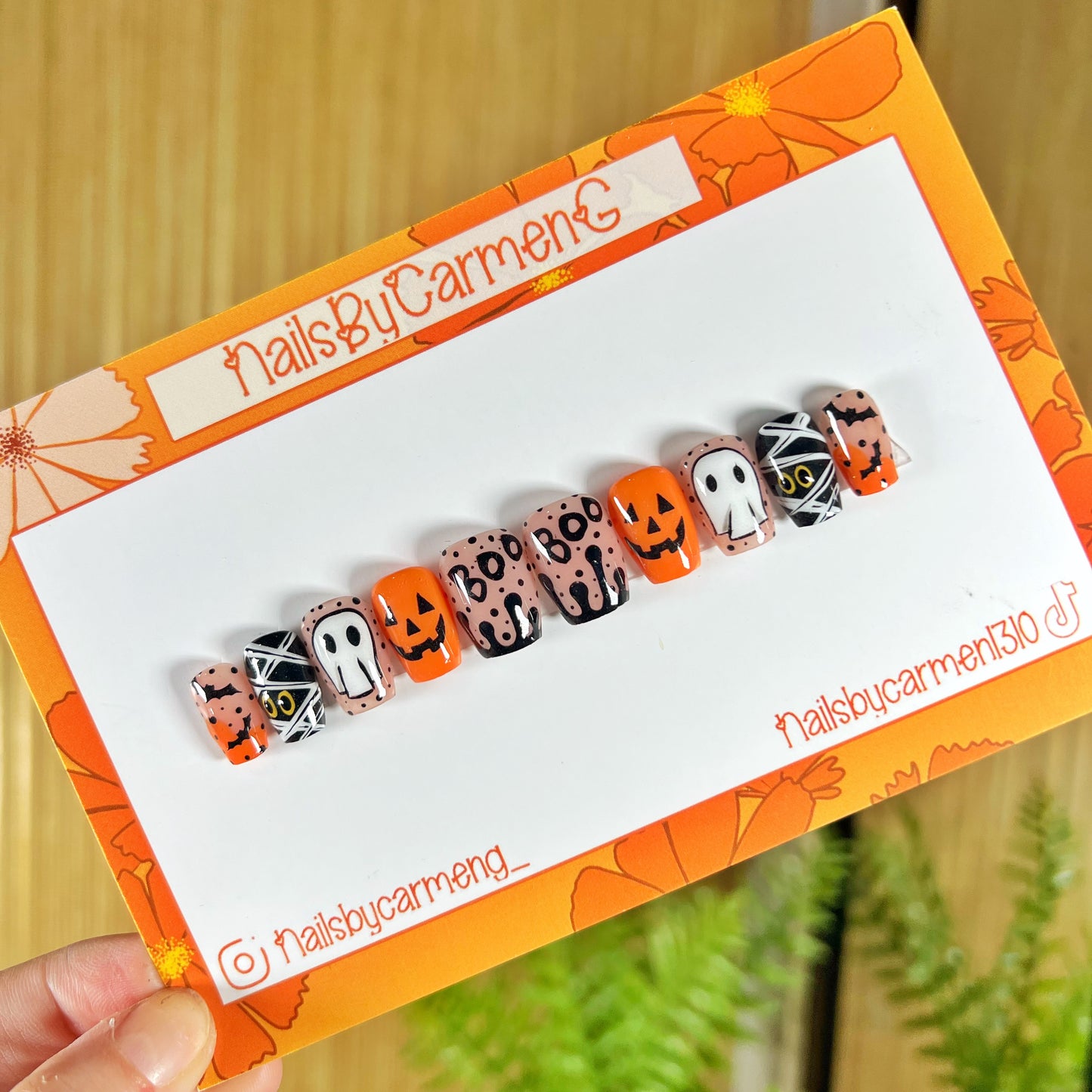 Jack-o-lantern Halloween Acrylic Press on nails