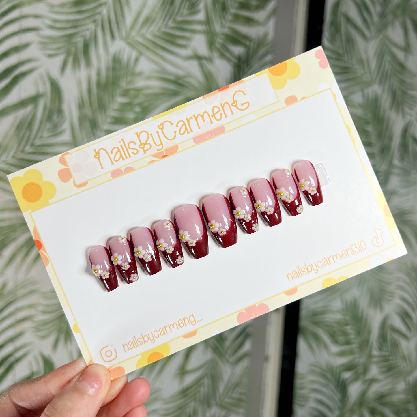 Brown French Tip Acrylic Press on nails
