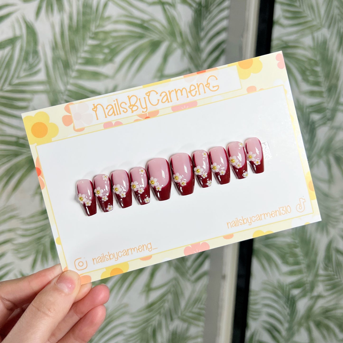Brown French Tip Acrylic Press on nails