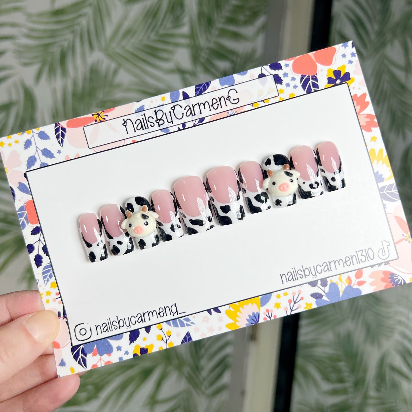 Cow print charms Acrylic Press on nail