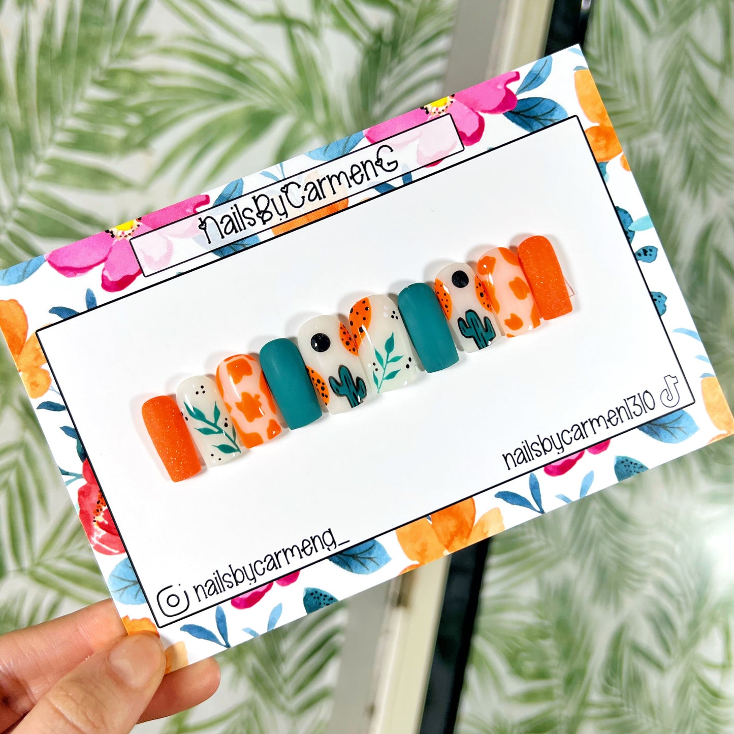 Western Cactus Acrylic Press on nails