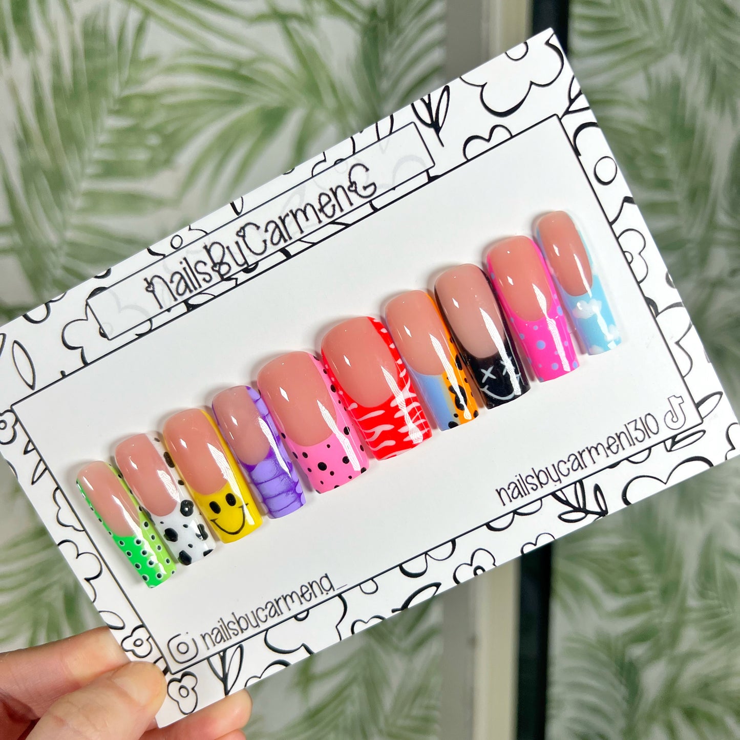 Fun Mix match French tip Acrylic Press on nails