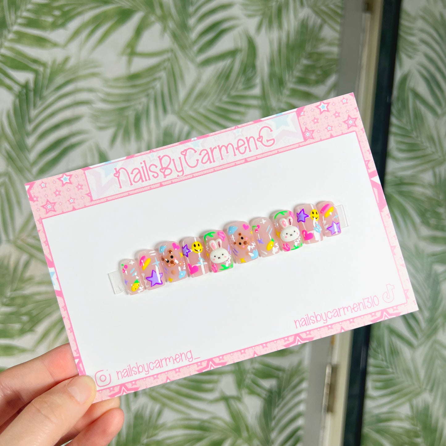 Teddy bear and bunnies mix match Acrylic Press on nails
