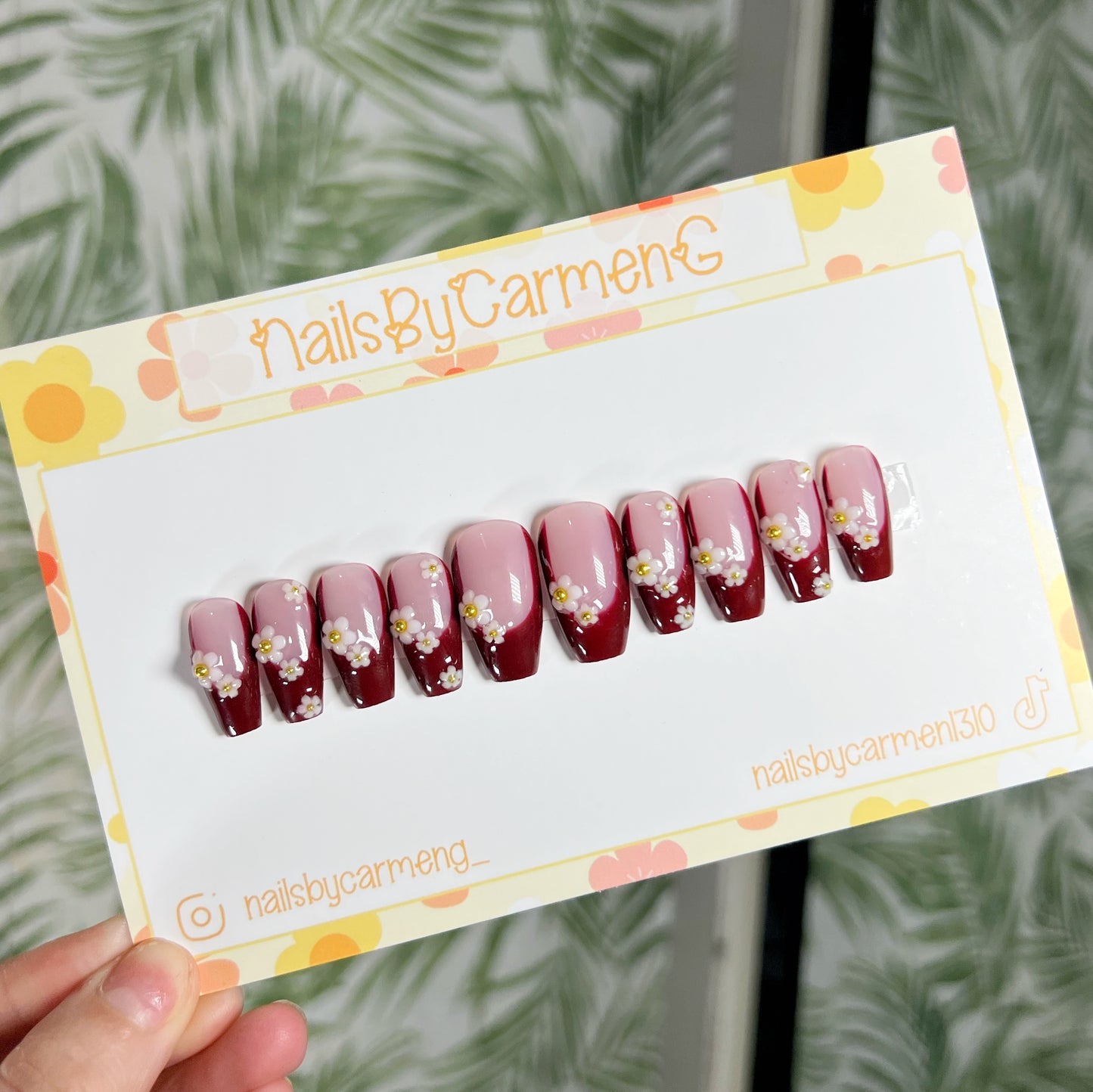 Brown French Tip Acrylic Press on nails