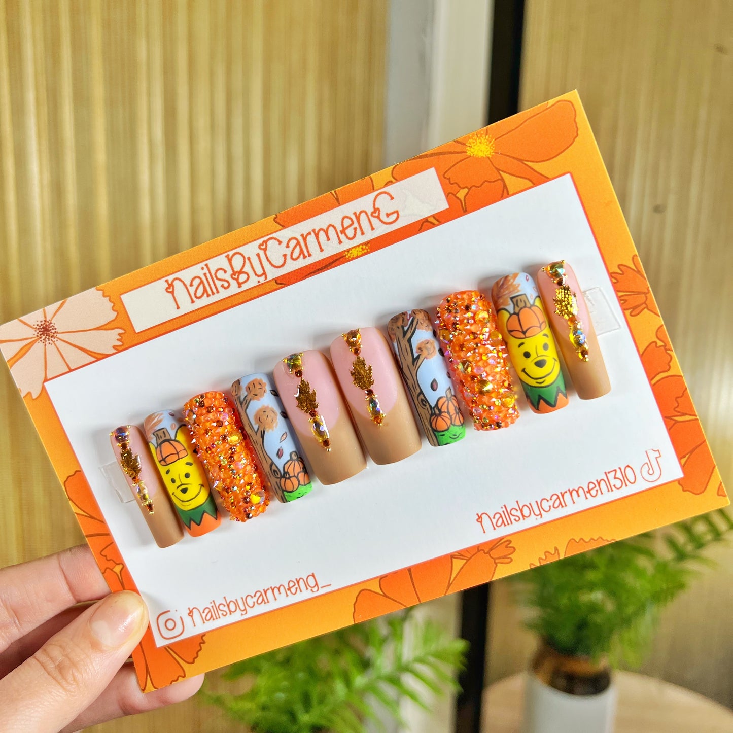 Pumpkin Winnie The Pooh Acrylic Press on nails