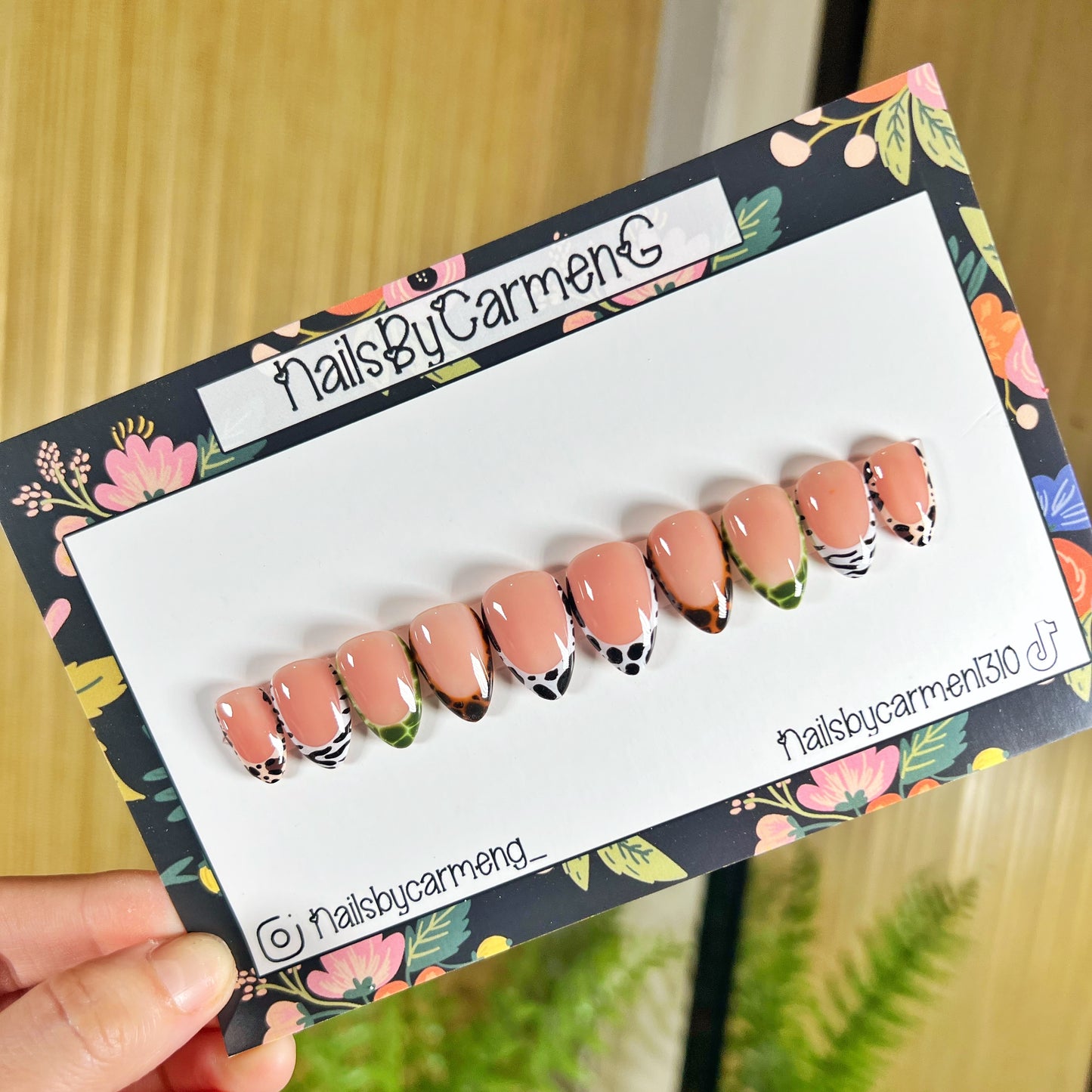 animal print French tip Acrylic Press on nails