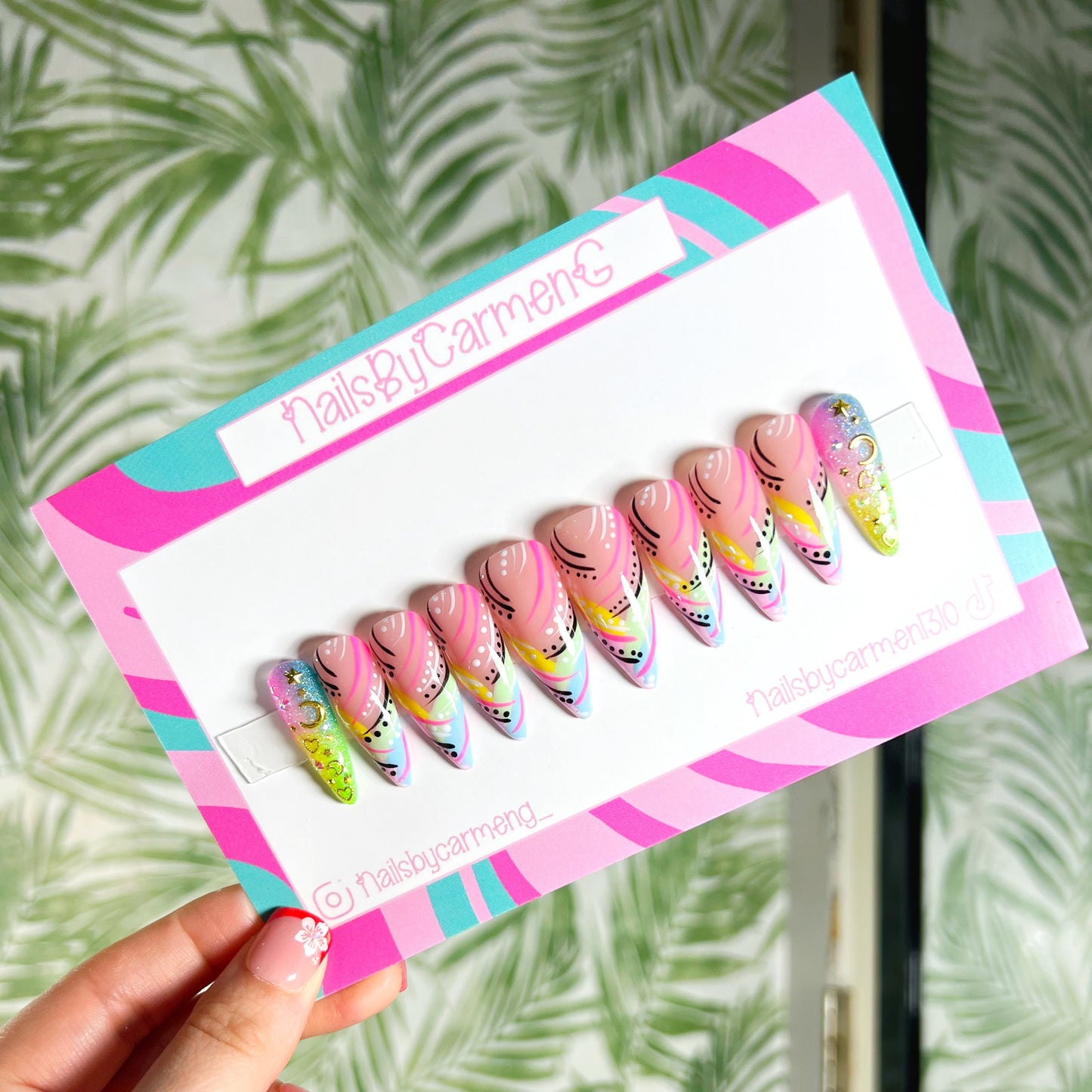90’s neon Acrylic Press on nails