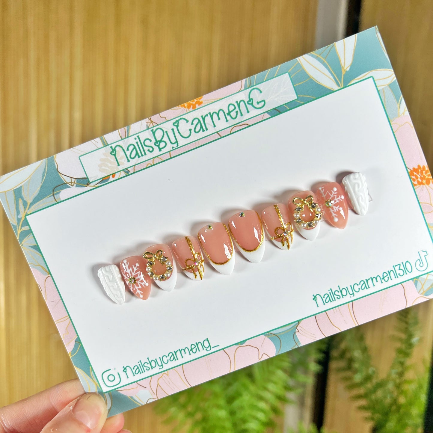 White Christmas Acrylic Press on nails