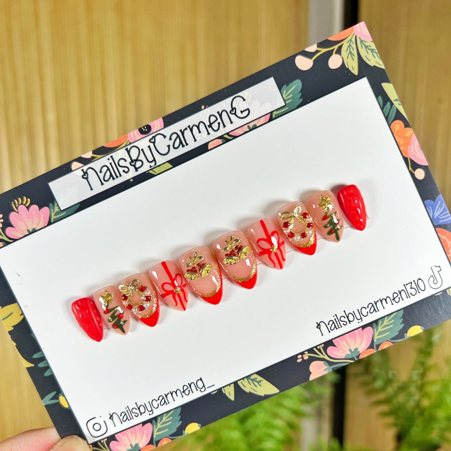 Christmas bells and Christmas tree Acrylic Press on nails