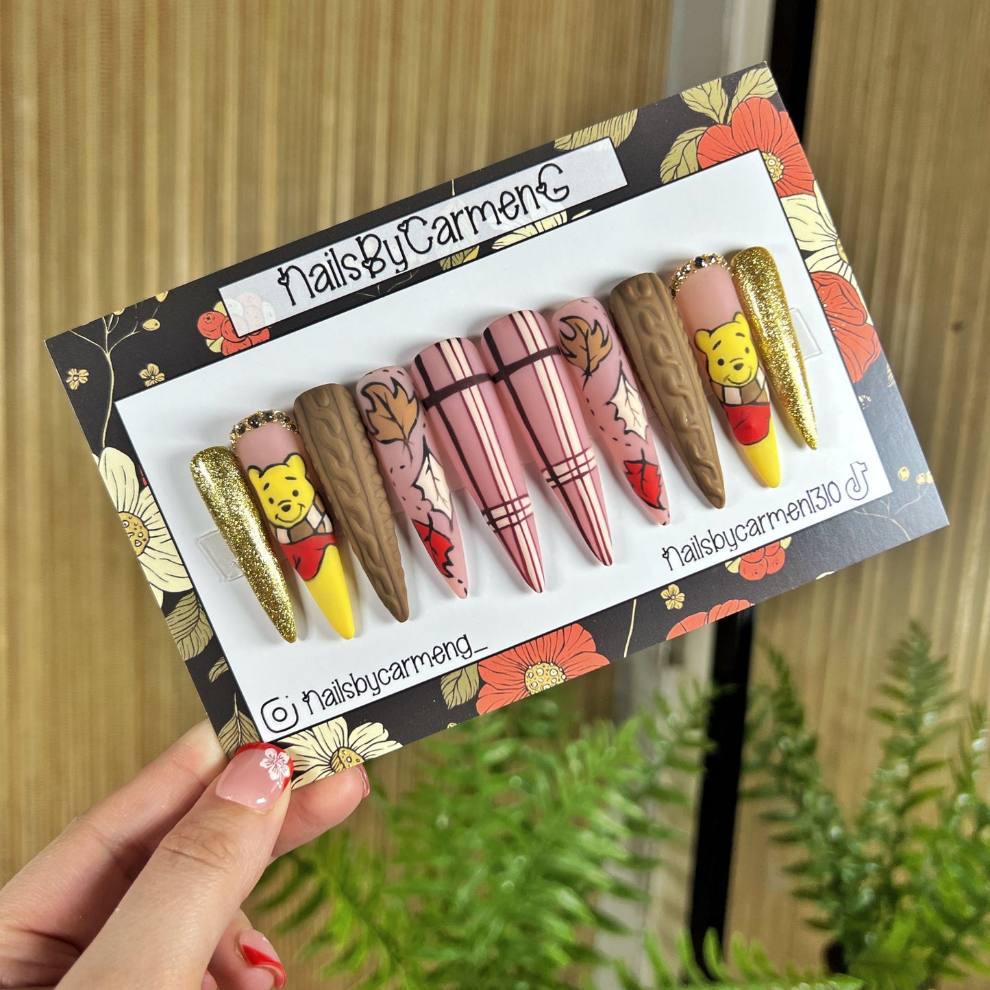 Fall Winnie The Pooh Acrylic Press on nails