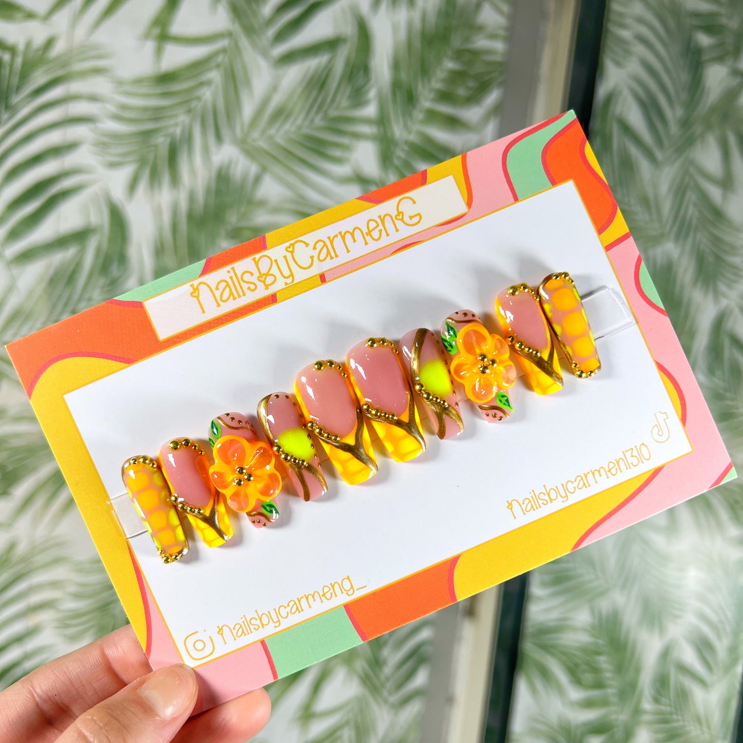 Orange neons Acrylic Press on nails