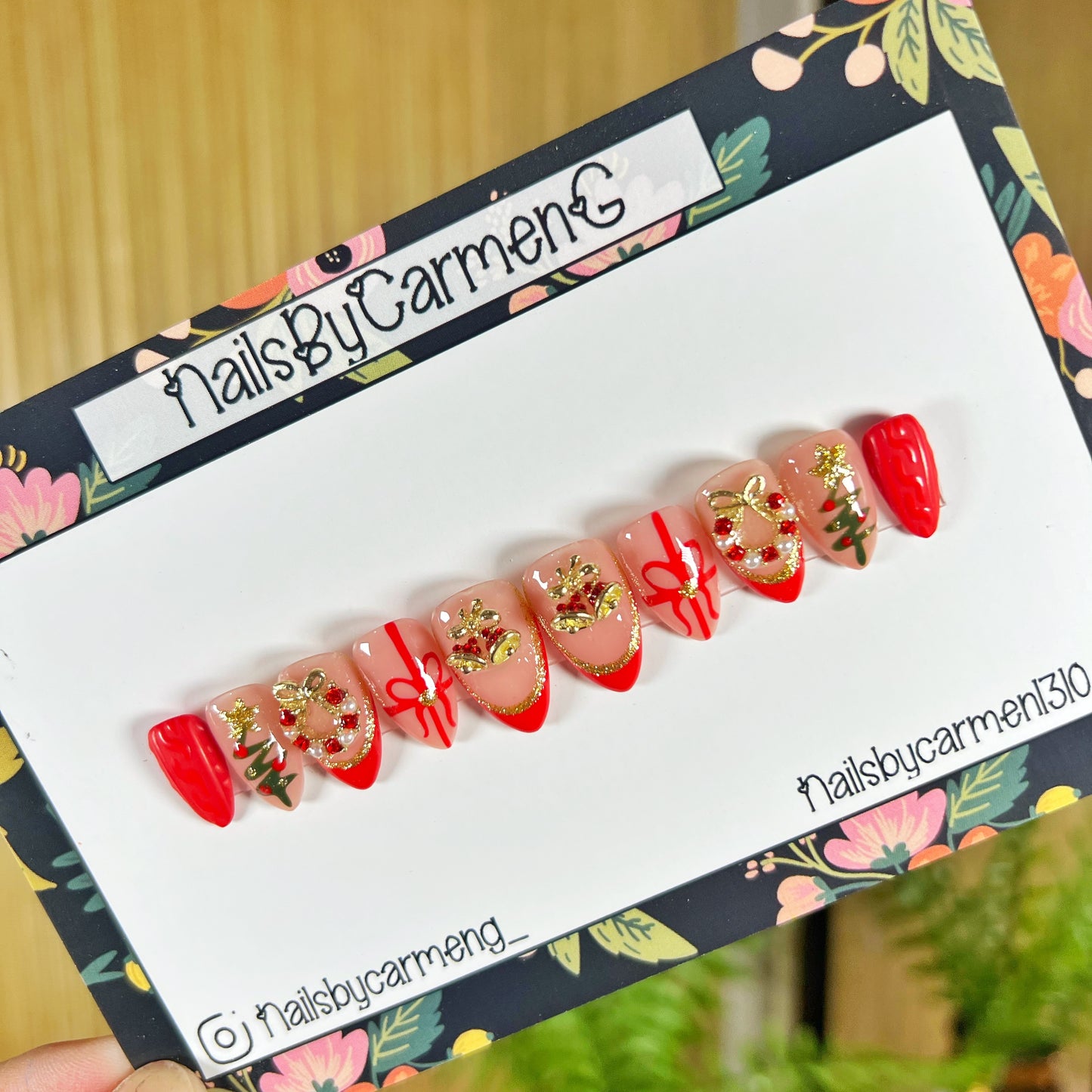 Christmas bells and Christmas tree Acrylic Press on nails