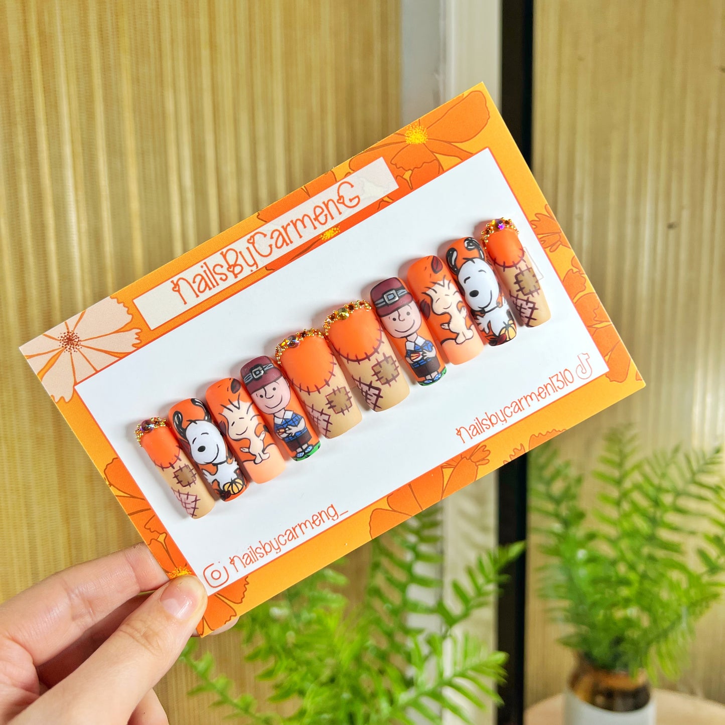 Fall Snoopy and Charlie Brown Acrylic Press on nails