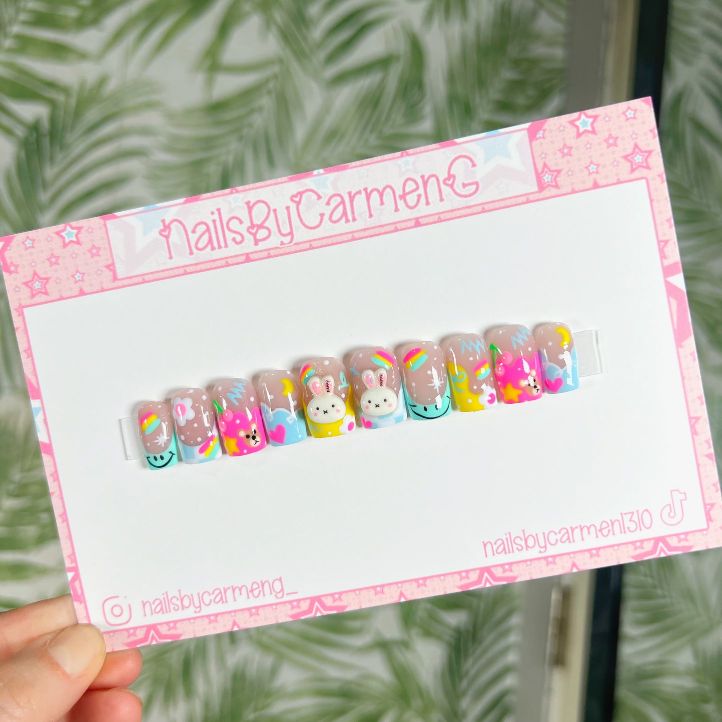 Bunny mix match charms Acrylic Press on nails