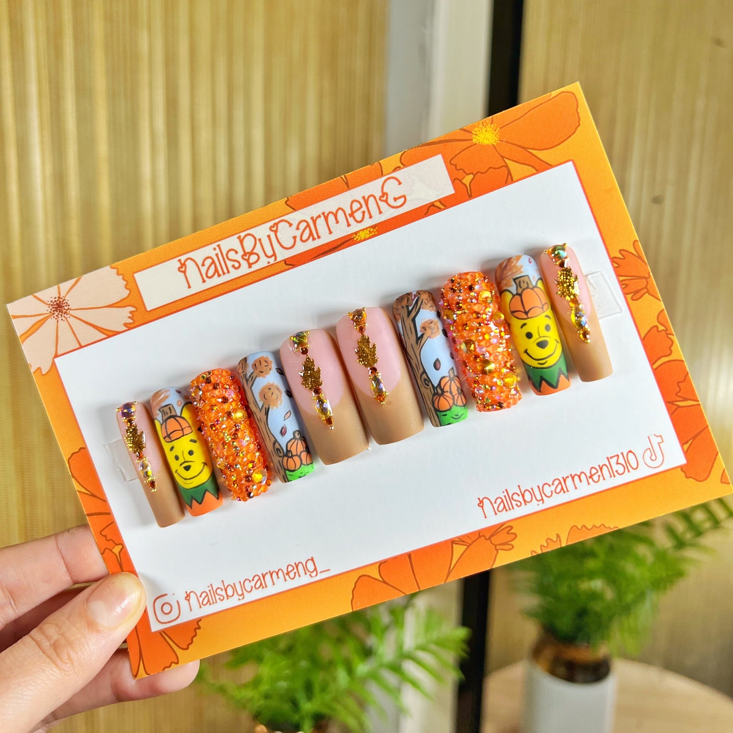 Pumpkin Winnie The Pooh Acrylic Press on nails