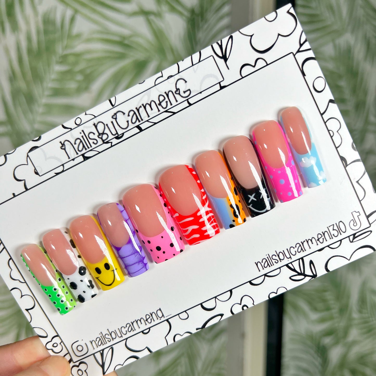 Fun Mix match French tip Acrylic Press on nails