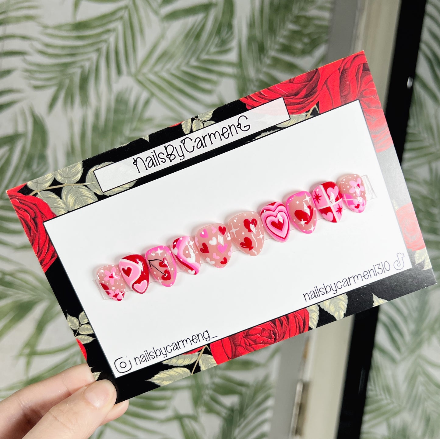 Heart cherrys Acrylic Press on nails