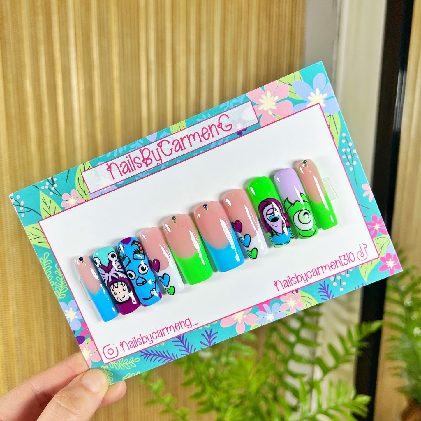 Glow in the dark Monsters inc Acrylic Press on nails