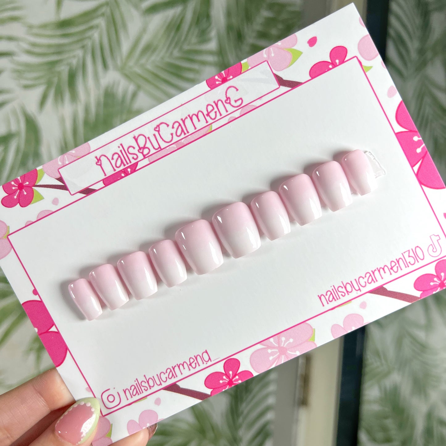 Pink and white ombré Acrylic Press on nails