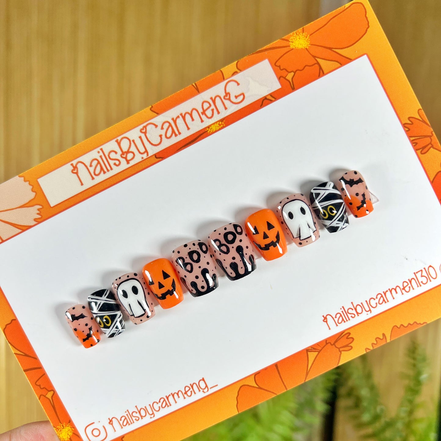 Jack-o-lantern Halloween Acrylic Press on nails