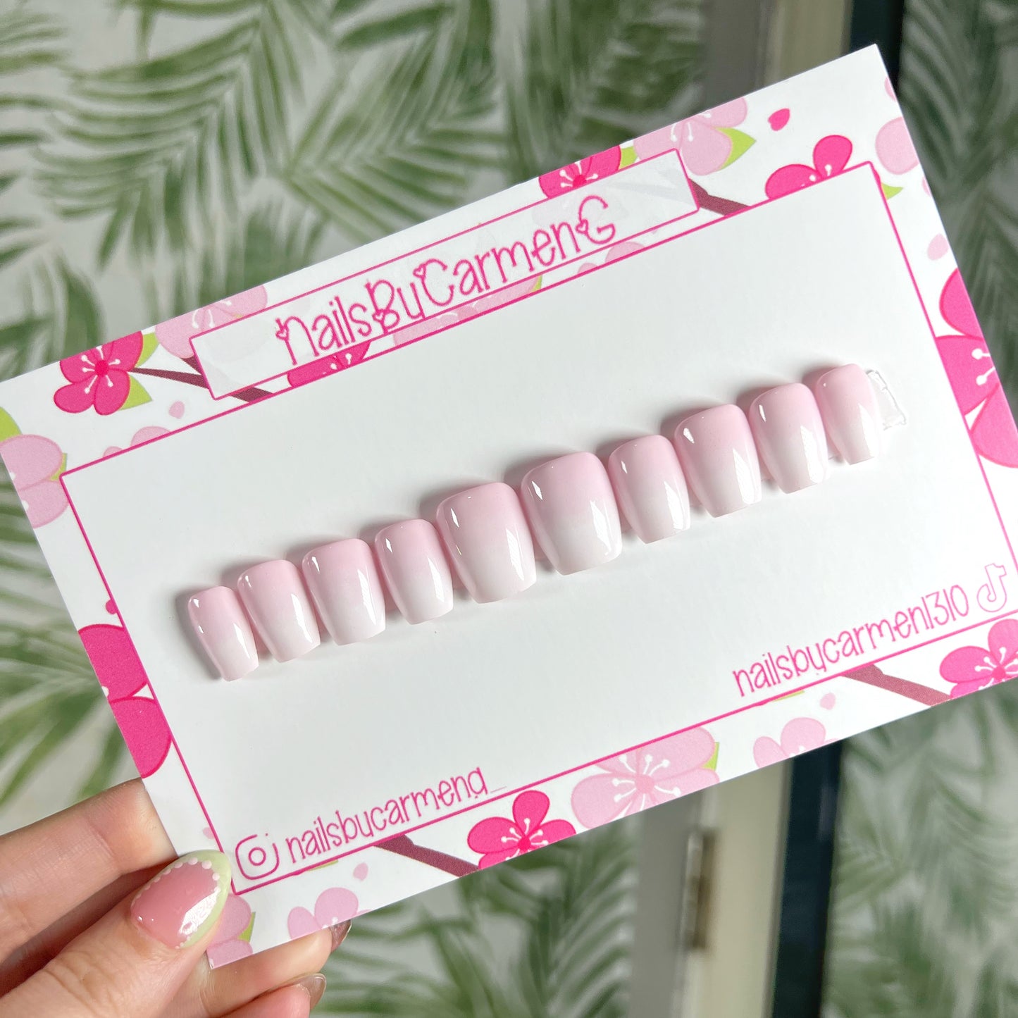 Pink and white ombré Acrylic Press on nails