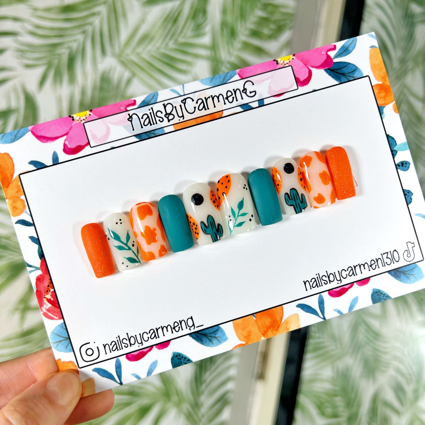Western Cactus Acrylic Press on nails