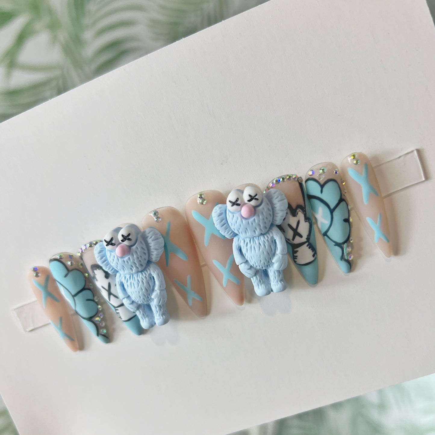 Blue Kaws charms Acrylic Press on nails