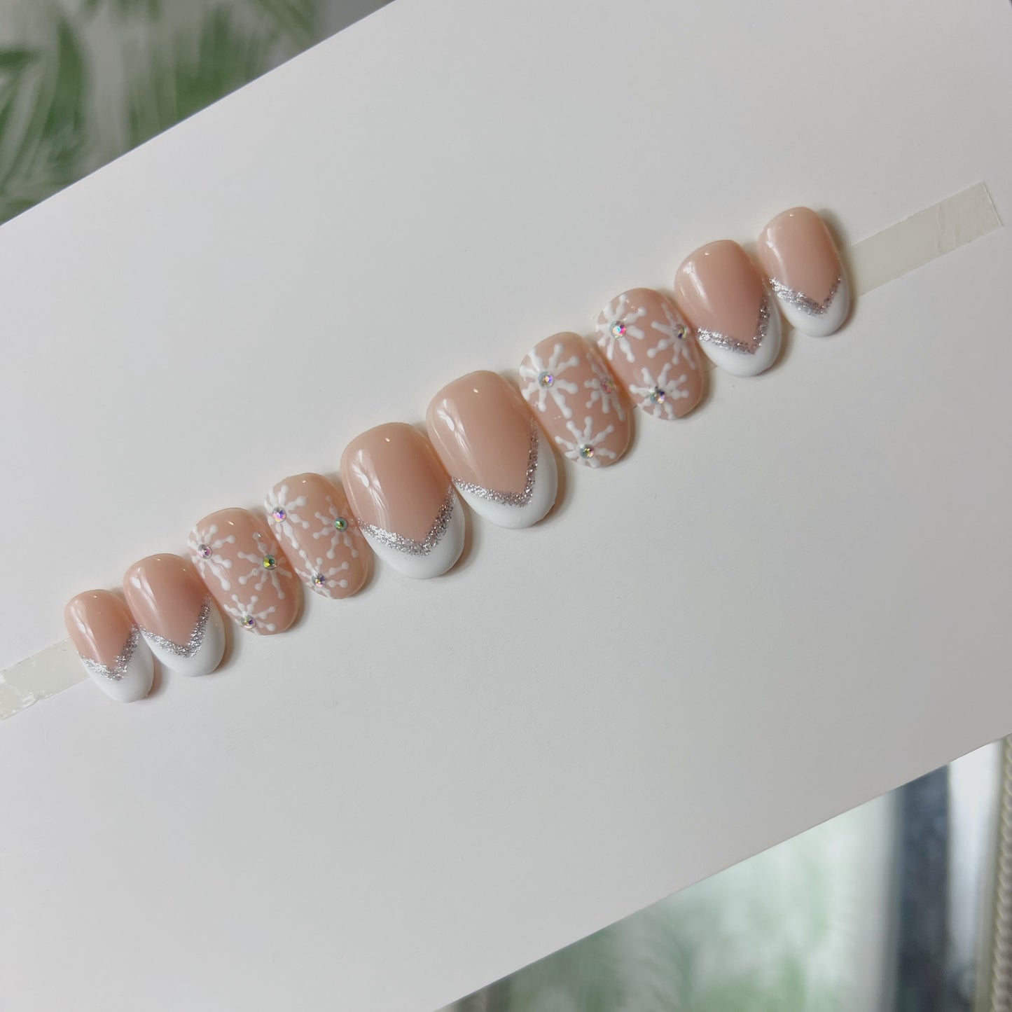 Snowflake French Tip Press On Nails